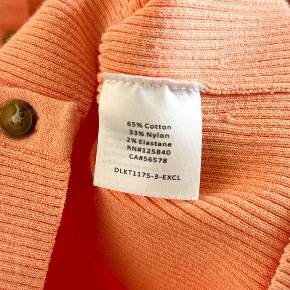 Intermix Audrey Rib Knit Polo Top Orange Salmon Button-Up Collared Sweater - Picture 6 of 8